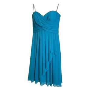 David's Bridal Blue Bridesmaid Formal Dress Sleeveless Party Cocktail Medium